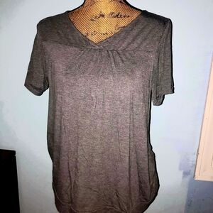 Avid Love Grey Small Top Ruched Tee T-Shirt Soft Classic V-Neck Lounge Basic EUC